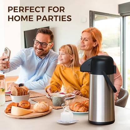 Coffee Carafe for Keeping Hot, 102OZ / 3L Airpot Coffee Dispenser with Pump - color: Stainless Steel, size: 102 Ounces