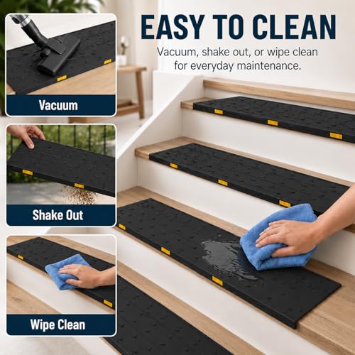 BESEA Rubber Stair Treads Non Slip 36" x 10" 5 Pack Outdoor Stair Treads - size: 5