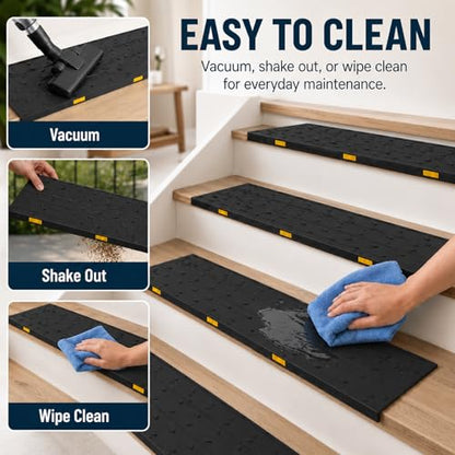BESEA Rubber Stair Treads Non Slip 36" x 10" 5 Pack Outdoor Stair Treads - size: 5