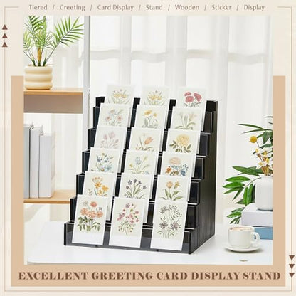 Yuntau 6 Tier Greeting Card Display Stand, Black - color: Black, size: 6 Tier