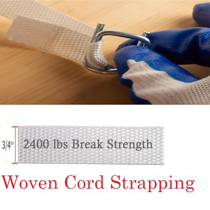 3/4" x 330' Woven Cord Strapping Kit with 50 Pack Metal Wire Buckles