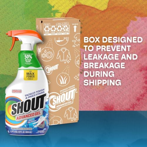 Shout Advanced Laundry Stain Remover Gel for Clothes Laundry, Breaks Down Stubborn, Dried-in, and Tough Stains, 22oz Spray, Pack of 6 (Packaging May Vary) - size: 22 Fl Oz (Pack of 6)