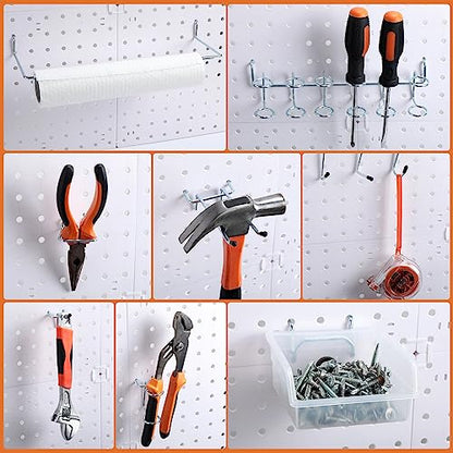 Zubebe 106 Pcs Pegboard Hooks Assortment with Bins, Silver, Clear