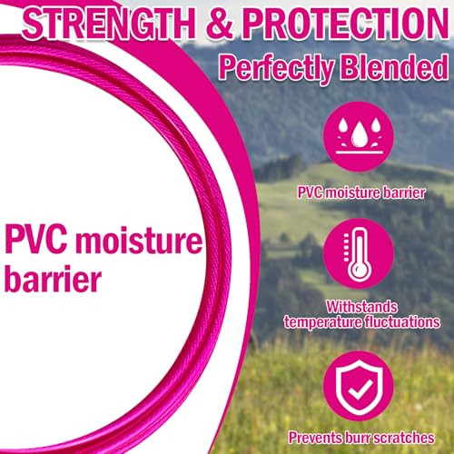 4.7mm(3/16") Steel Security Cable with Loops, Bike Lock Cable, 1Pack - color: Pink, size: 15FT-(1Pack)