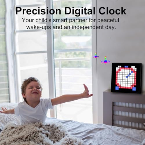 16x16 Programmable LED Pixel Screen, Digital Alarm Clock Matrix Panel, Pixel Light Art Display with APP Control, DIY Graffiti Animation Message Board Gift for Gamers Men&Women, Him/Her, Boys & Girls - size: 16*16