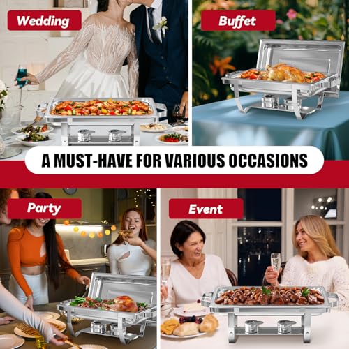 IMACONE Rectangular Chafing Dish Buffet Sets of 2, 8QT - color: Silver, size: 2-Pack