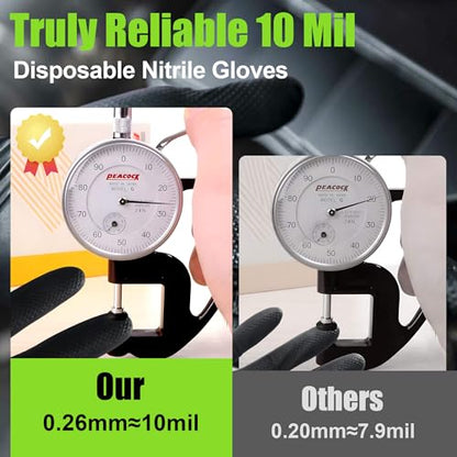 TREEGO 10 Mil Heavy Duty Black Nitrile Mechanic Gloves, 50 Count M - color: Black 50, size: Medium