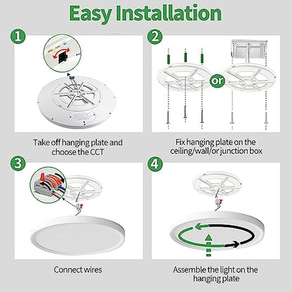 15.8Inch 2PK White LED Flush Mount Ceiling Light,32W,3480LM,3CCT Selectable - color: White, size: 15.8" 2PK