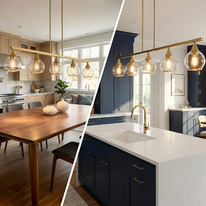 Phaosio Gold Kitchen Island Linear Pendant Light, 5-Light, E26 Base - color: Gold, size: 5-Light