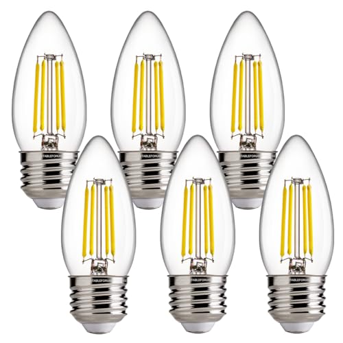 FLSNT Dimmable LED Candelabra Bulbs, 60W Equivalent LED Chandelier Light Bulbs, 5000K Daylight, E26 Base, 550LM, 6 Pack UL,CA65 Listed. - color: 60w Daylight, size: 6 Count (Pack of 1)