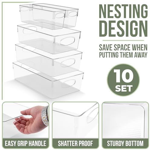 Sorbus Fridge Organizers and Storage, Clear Bins (10 Pack) - size: Small/Medium/Large/XL, style: 10 Pack