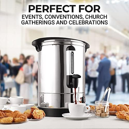 Zulay Kitchen 50 Cup Coffee Urn Commercial Coffee Maker, Hot Water Urn - Large Coffee Maker With Double-Wall Stainless Steel, Quick Brew, Stays Hot for Tea & Beverage at Events & Catering - Silver - color: Silver, size: 50 Cup