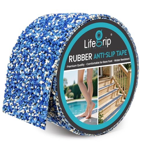 LifeGrip Rubber Anti Slip Tape, 4" x15' Waterproof Grip Tape for Pool, Blue - color: Blue, size: 4" X 15'