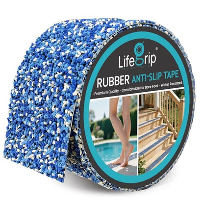 LifeGrip Rubber Anti Slip Tape, 4" x15' Waterproof Grip Tape for Pool, Blue - color: Blue, size: 4" X 15'