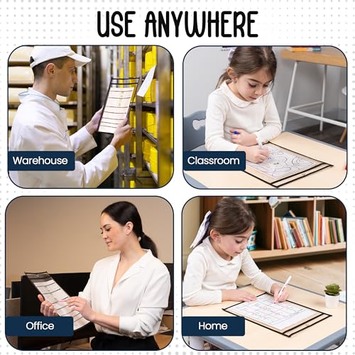 Essex Wares - 6 Pack, Black Dry Erase Pockets, 10" Wide x 13.5" Tall - color: Black