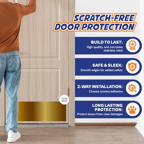 Panther Armor 8x34 in Gold Door Kick Plate, Dog Scratch Door Protector - color: Gold, size: Kick Plate [8x34in]