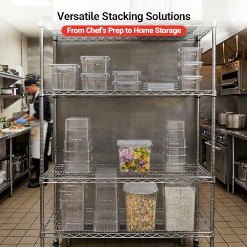2 Pack Airtight Commercial Food Storage Container Set, Includes 2 QT & 4 QT Clear Containers, Stackable, Gold Scale Markings for Coffee Beans, Sugar and Dry Ingredients, Shallow Model - size: 2.0(QT)+4.0(QT)-Shallow