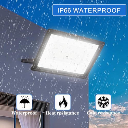 300W LED Flood Light Outdoor,Plug in Floodlight with ON/Off Switch High Power Commercial Work Light IP66 Waterproof Security Stadium Lights for Parking Lots Backyard Court Garden