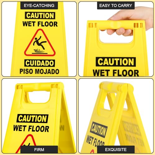XPCARE 2 Pack 17.5 IN Caution Wet Floor Sign Bilingual Foldable Safety Sign