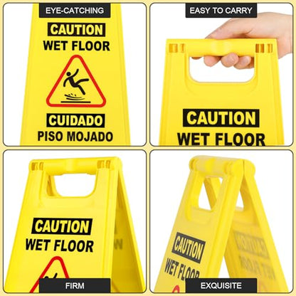 XPCARE 2 Pack 17.5 IN Caution Wet Floor Sign Bilingual Foldable Safety Sign