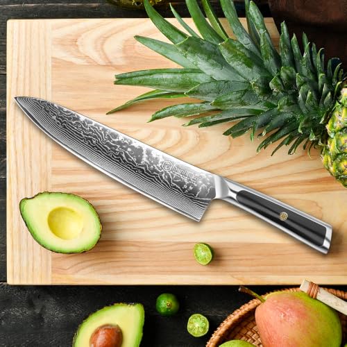 Sunnecko 8 Inch Japanese Damascus Chef Knife - Ultra Sharp VG10 Steel