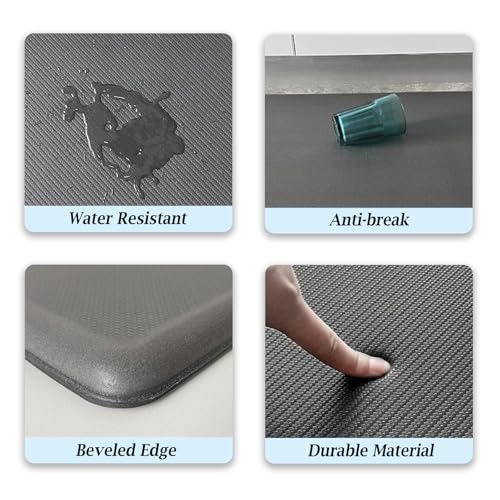 Artnice 0.75" Thick Anti Fatigue Kitchen Mats, Memory Foam Kitchen Rugs - color: Grey, size: 47.2"L x 20"W x 0.8"Th