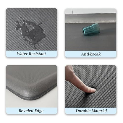 Artnice 0.75" Thick Anti Fatigue Kitchen Mats, Memory Foam Kitchen Rugs - color: Grey, size: 47.2"L x 20"W x 0.8"Th