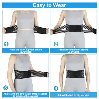 Back Brace for Lower Back Pain Relief, Lumbar Support Belt for Men&Women - color: Black 2