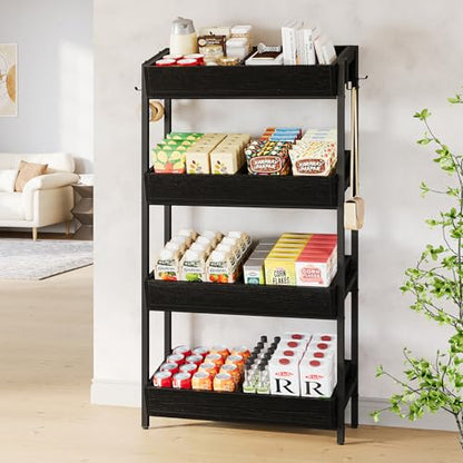 Tribesigns 4-Tier Retail Display Rack Stand, Wooden Snack Candy Rack, Heavy-Duty Wood Metal Concession Stands, Storage Shelf Organizer for Potato Chip (2, Black) - color: Black