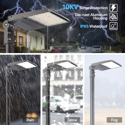 HYPERLITE LED Parking Lot Lights 150W UL Certified IP65 LED Pole Light with Dusk to Dawn Photocell - 5000K 25,500lm Equivalent to 600W HPS/HID- Adjustable Slip Fitter Mounting