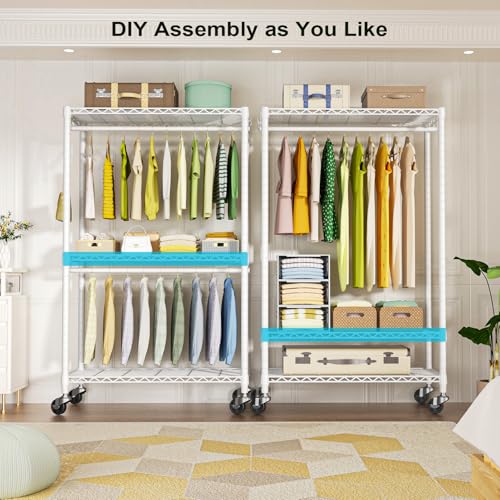 FUTASSI P3 Rolling Clothes Rack, Clothing Racks for Hanging Clothes, White - color: White, size: P3