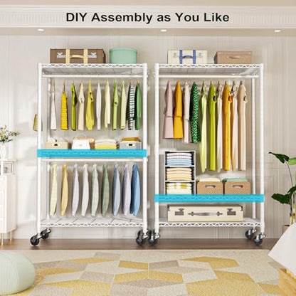 FUTASSI P3 Rolling Clothes Rack, Clothing Racks for Hanging Clothes, White - color: White, size: P3