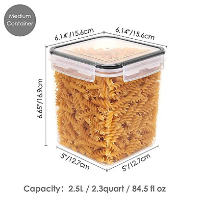Vtopmart 2.5 L Flour Sugar Storage Containers, 4 PCS, Black - color: Black, size: 2.5L