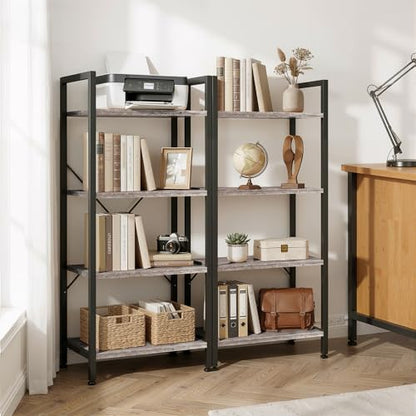 4 Tier Bookshelf, Free Standing Bookcase with Open Storage Shelves - color: Grey Wood, size: 4 Tier