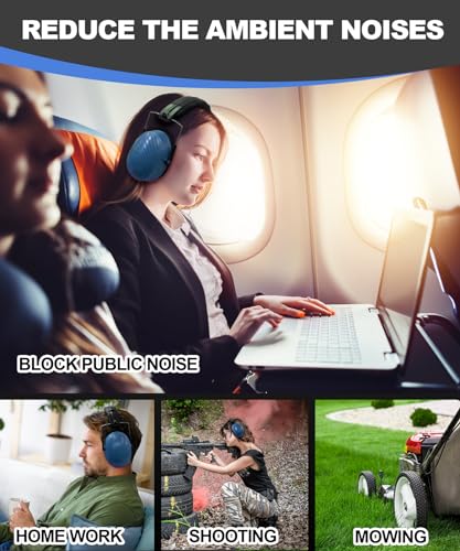 ZOHAN 019 Noise Cancelling Headphones for Adult - NRR 28dB Hearing Protection for Working, Shooting, Mowing, Autism - color: 1 Pack-blue