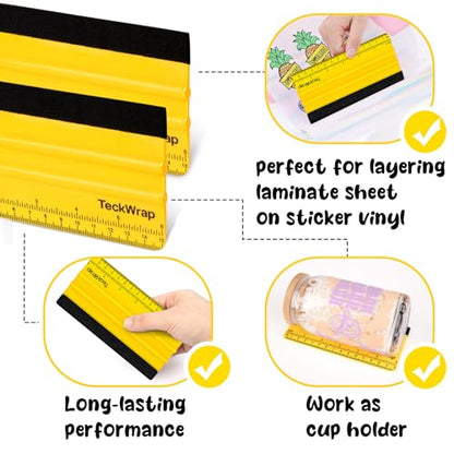 TECKWRAP Felt Squeegee Scraper Tool for Vinyl, Yellow, 6"x2.9" - color: 1pcs Yellow