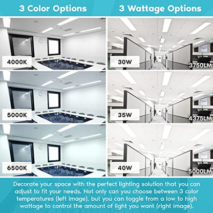 LUXRITE 1x4 FT LED Flat Panel Light, 30/35/40W, 3 Color Selectable 4000K-6500K, Backlit Drop Ceiling Lights, 3750/4375/5000 Lumens, 0-10V Dimmable, 100-277V, Prismatic Anti-Glare, ETL DLC (2 Pack)