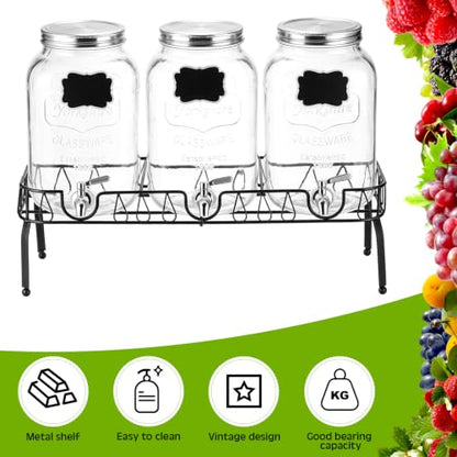 Blulu 3 Compartment Metal Drink Dispenser Stand, Black 2 Gallons Stand Only - color: Black, size: 3 Compartments, 2 Gallons