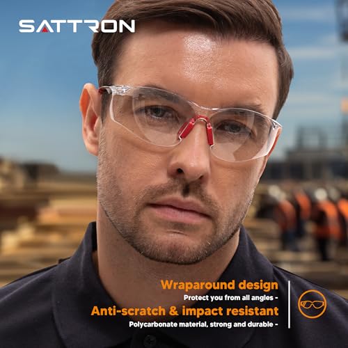 Clear Safety Glasses 12 Pack, Protective Eyewear UV Protection ANSI Z87.1, Safety Goggles Scratch & Impact Resistant, Eye Protection with Nose Pads for Men & Women Construction, Shooting, Lab Work - color: Clear Lens/Red Temples, size: 12 Pack