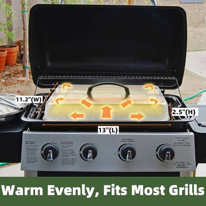 Rectangular Basting Cover, Stainless Steel Grill Lid, 13" x 11.2" x 2.5"