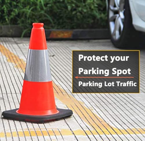 (360 Pack Pallet) BESEA 18 Inch Orange PVC Traffic Cones with Black Base, High-Visibility Reflective Parking Cones, Durable Construction Safety Cones for Roads, Worksites, and Parking Areas - size: 18"(360 cones)