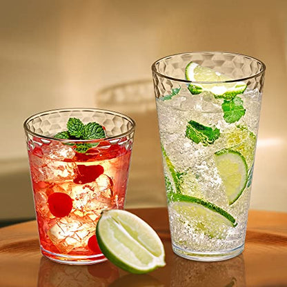 Amazing Abby - Snowflake - 16-Ounce Plastic Tumblers (Set of 8), Clear Reusable Plastic Drinking Glasses, Stackable, BPA-Free, Shatter-Proof, Dishwasher-Safe - style: All-Clear, 16 oz
