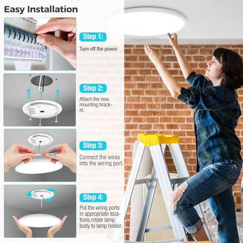 libtit 6 Pack 13 Inch LED Flush Mount Ceiling Light, 3200LM 28W Ultra-Slim LED Ceiling Lights, 3000K/4500K/6000K Selectable Light Fixture for Bedroom, Kitchen, Bathroom, Hallway - White - color: White, size: 13In-6Pack