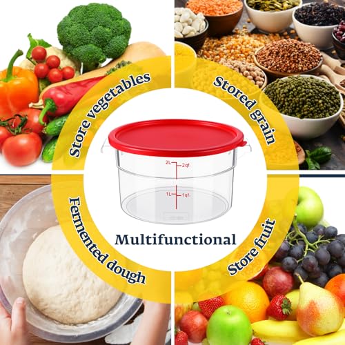 Ziliny 1 Pcs 2 Qt Dough Proofing Container with Lid and Red Scale, Red - color: Red, size: 2 Qt