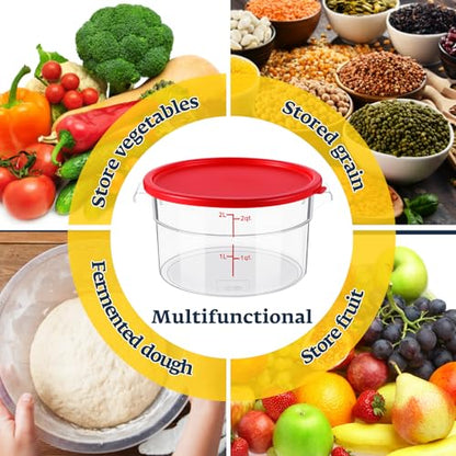 Ziliny 1 Pcs 2 Qt Dough Proofing Container with Lid and Red Scale, Red - color: Red, size: 2 Qt