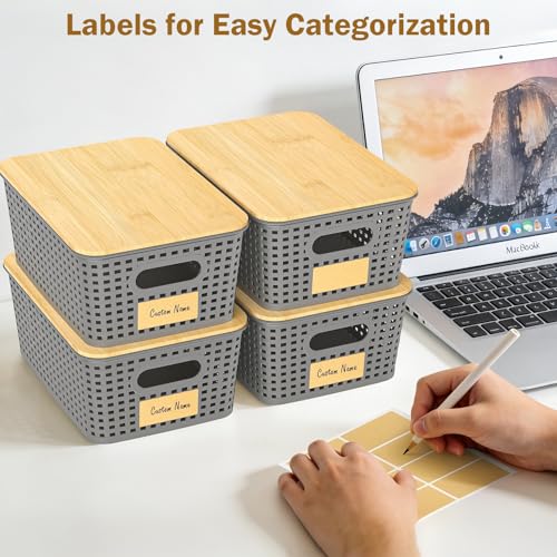 Stackable Storage Baskets: 8 Pack Plastic Baskets Bins, Gray - color: Grey