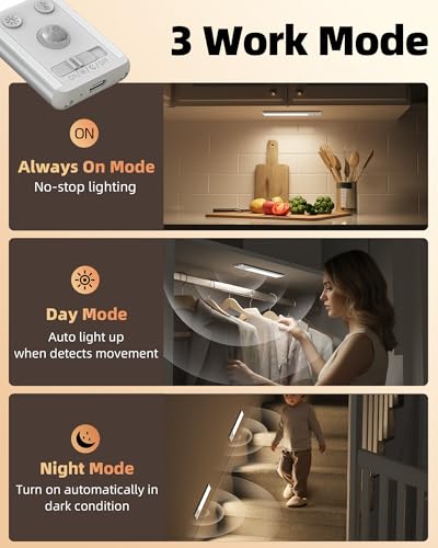 EZVALO 8" Rechargeable Motion Sensor Lights, Under Cabinet Lights - color: Silver, size: 8 Inch