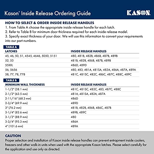Kason 486 Wide Recessed Inside Release Handle (10486C00600) - size: 10486C00600