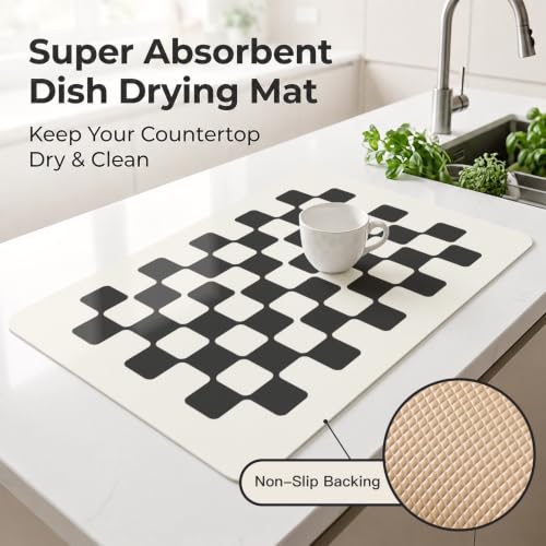 Mellon Checkered Expresso Mat in Different Colors,Kitchen Counter Mat - color: Black Checkered