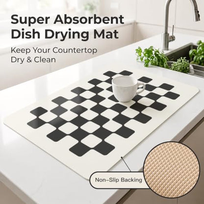 Mellon Checkered Expresso Mat in Different Colors,Kitchen Counter Mat - color: Black Checkered